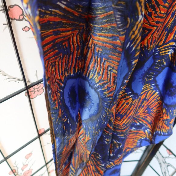 African Vibrant Blue and Orange Kaftan Bubu Gown NWOT 1 Size - Picture 5 of 16